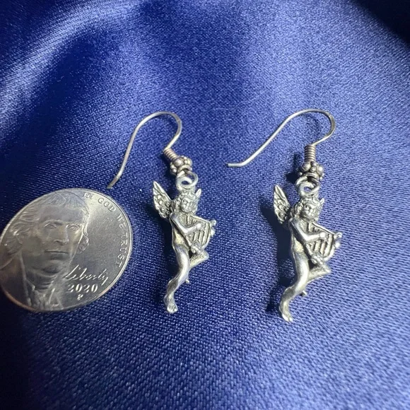 SOLD Sterling Silver Angel Earrings - Picture 6 of 6